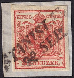 Austria - 1850 - Scott #3 - used on piece - Type III - STANISLAU pmk Ukraine