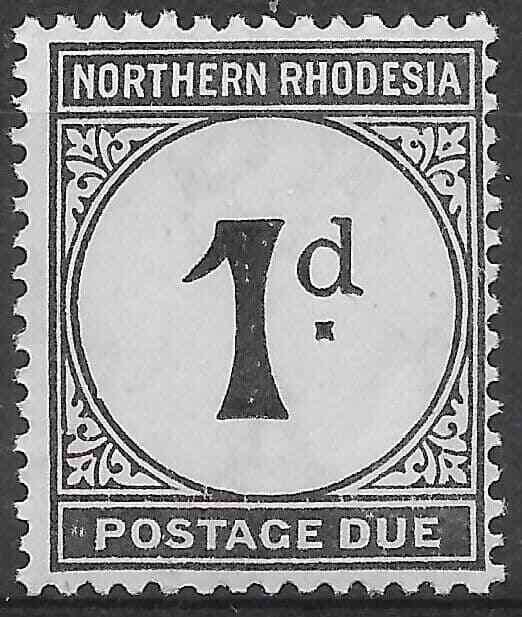 NORTHERN RHODESIA SGD1 1929-52 1d GREY-BLACK POSTAGE DUE MNH (r)