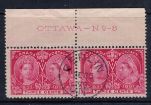 Canada #53 Used Plate #8 Pair With Berlin CDS Cancel