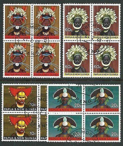 PAPUA NEW GUINEA 1968 Heritage set blocks of 4 fine used..................66511a