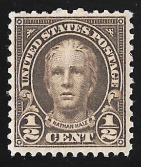 653 1/2 cent Nathan Hale Stamp mint OG NH VF