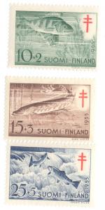 Finland Sc B129-31 1955 Anti TB Fish stamp set mint NH