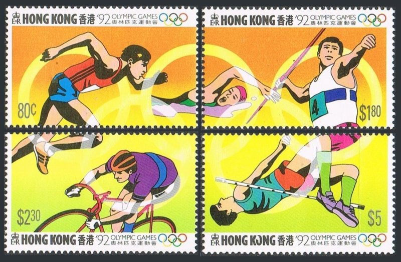 Hong Kong 624-626, 628, MNH. Mi 645-648, Bl.21. Olympics Barcelona-1992. Running
