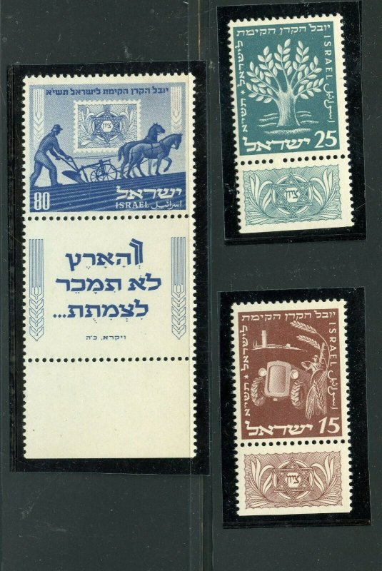 ISRAEL SCOTT #48/50 KKL TABS MINT NEVER HINGED FULL ORIGINAL GUM PRISTINE