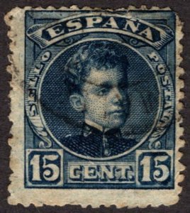 1901, Spain, 15c, King Alfonso XIII, Used, Sc 275