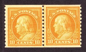 US 497 10c Franklin Mint Line Pair VF OG NH SCV $260