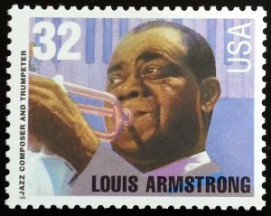 1995 32c Louis Armstrong, Jazz & Trumpet Scott 2982 Mint F/VF NH