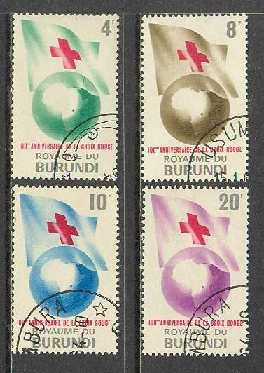 BURUNDI Sc# 53 - 56 USED FVF Set4 Red Cross Flag Globe Map