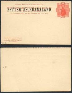 British Bechuanaland O/P on QV 1d Red Foreign Reply Postcard Mint