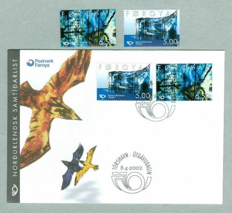 Faroe Islands. Complete Set 2 Stamp 2002 Mnh. + FDC. Nordic Art. 5.00 -  6.50 Kr