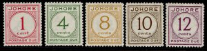 MALAYSIA - Johore GVI SG D1-D5, complete set, LH MINT. Cat £200.