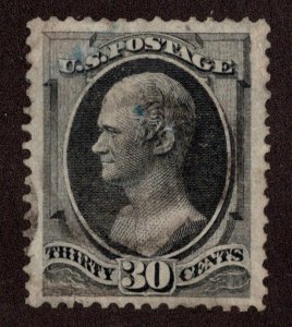 KAPPYSTAMPS  USA #165 1874 30c HAMILTON USED VERY FINE VERY LIGHT CANCELS  H219