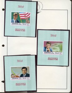 MANAMA JOHN, ROBERT & EDWARD KENNEDY BROTHERS SET OF THREE DELUXE S/S MINT NH