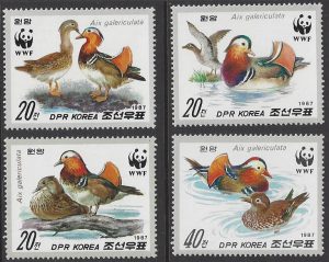 Korea DPR #2679-82 MNH set, WWF Mandarin duck, issued 1987