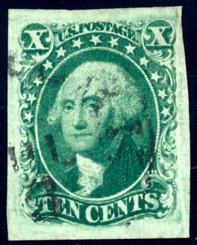 US 15 10c 1851 George Washington black CDS cancel PSAG grade 95