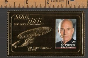 1994 Star Trek Next Generation 24k gold commemorative $20 value, St Vincent