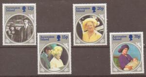 ASCENSION SG376/9 1985 QUEEN MOTHER MNH