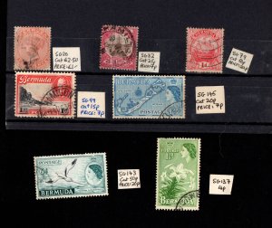 Early Bermuda used stamps SG20, 32, 79, 99, 145, 143 & 137