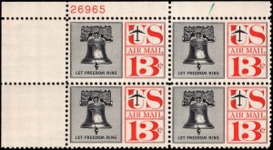 US #C62 13¢ LIBERTY BELL MNH UL PLATE BLOCK #26965 DURLAND $1.75