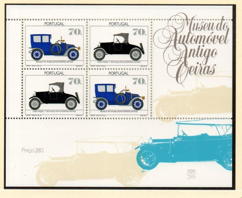 Portugal   Sc 1889 1991 Old Auromobiles stamp sheet mint NH