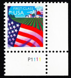 US 3448 MNH VF 34 Cent Flag Over Farm Non-Demoninated