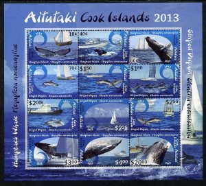 AITUTAKI - 2013 - Whales & Ships, Definitives - Perf 12v Sheet-Mint Never Hinged