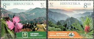 Croatia 2019 MNH Stamps Scott 1138-1139 National Park Joint Issue Korea Flowers