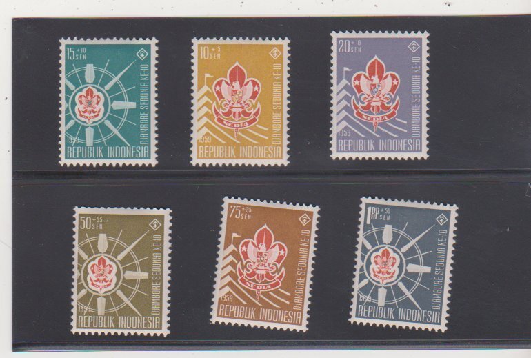 Indonesia 1959 MNH Scott # B115-B120 Set of 6:10th World Scout Jamboree