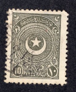 Turkey 1924 10pa greenish gray, Scott 605b used, value = 25c