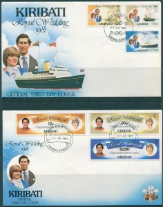 Kiribati 1981 SG149-154 Royal Wedding set on two FDC