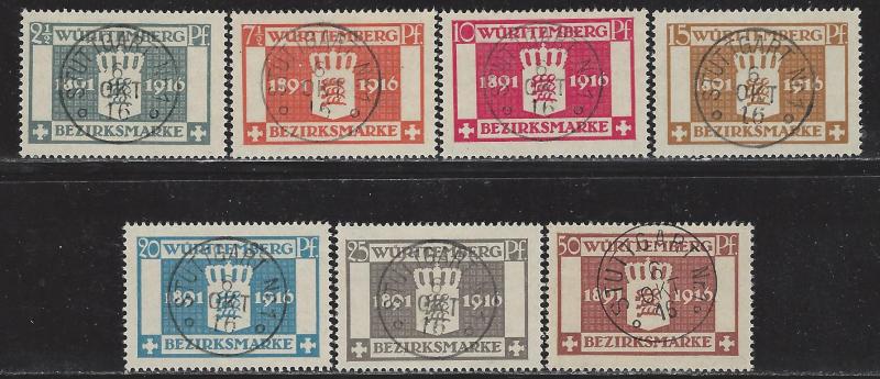 German States Wurttemberg Scott # O33 - O39, used