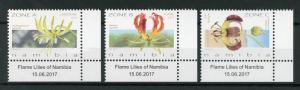 Namibia 2017 MNH Flowers Stamps Flame Lilies Lily Flora 3v Set A