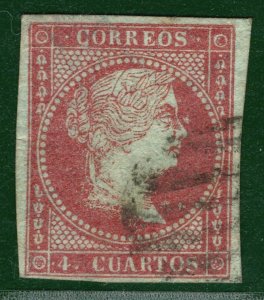 SPAIN Classic Scott.37a 4c Variety *GORREOS* Queen Isabella II Used ORANGE202