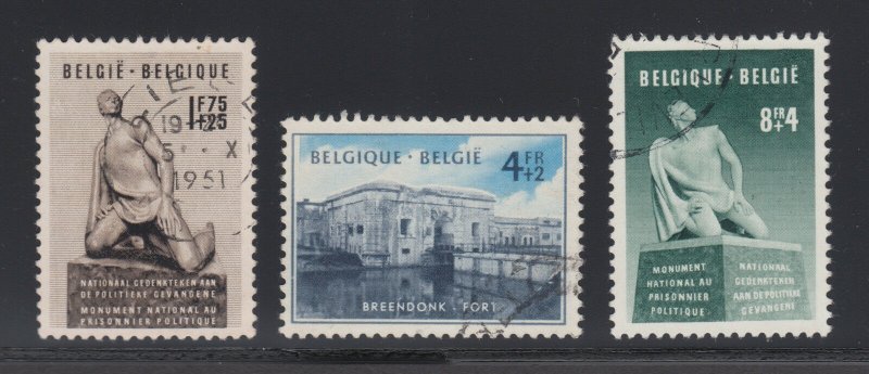 Belgium Sc B495-B497 used 1951 National Monument complete, VF