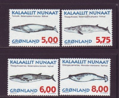 Greenland Sc 319-22 1997 Whales stamp set mint NH