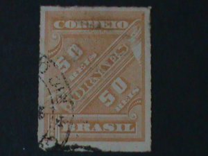 BRAZIL-1889-SC#P3  NEWSPAPER STAMP-USED FANCY CANCE-135 YEARS OLD -VERY FINE