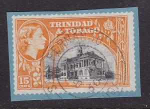 Trinidad & Tobago 1960 Elizabeth 15c San Fernando CDS Stationary Cutout VFU VFG 