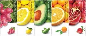 ISRAEL 2009 - Fruits of Israel - Strip of 5 Stamps - Scott #1767a-e - MNH