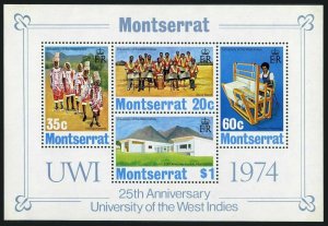 Montserrat 305a sheet,MNH.Michel Bl.4. University of West Indies,25th Ann.1974.