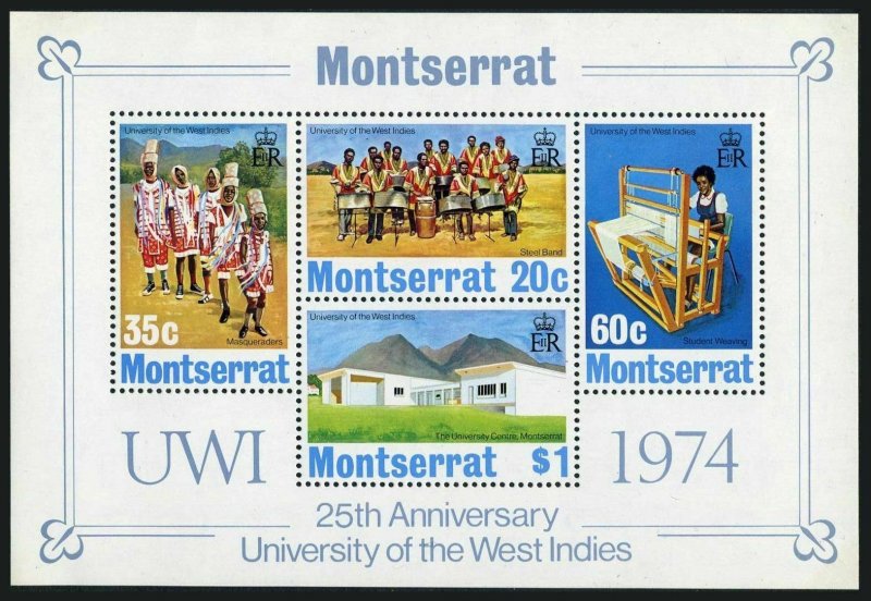 Montserrat 305a sheet,MNH.Michel Bl.4. University of West Indies,25th Ann.1974.