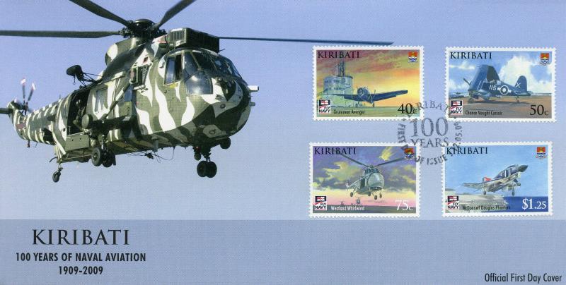 Kiribati 2009 FDC Naval Aviation 100th Anniv 4v Cover Helicopters Ships Stamps