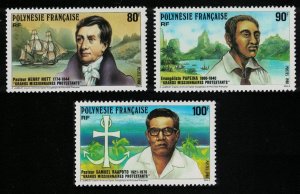 Fr. Polynesia Protestant Missionaries 3v 1988 MNH SG#548-550