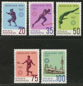 INDONESIA Sc#823-827 1972 Munich Olympics Mint NH