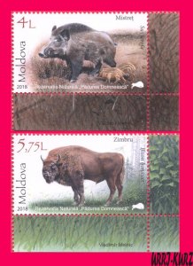 MOLDOVA 2018 Nature Fauna Animals Wild Boar & European Bison 2v Sc977-978 MNH