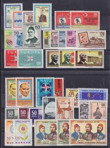 Turkey Sc 1587/1632 MNH. 1963-64, 13 cplt sets + S/S