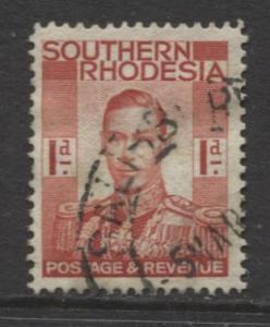 Southern Rhodesia- Scott 43 - KGVI - Definitive -1937 - FU- Single 1d Stamp