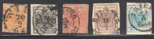 Austria #1 to 5 USED With CDS Cancel  ---#3 has a minot tear