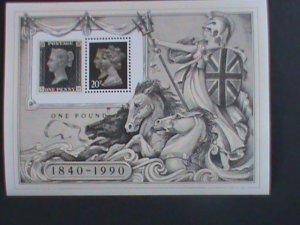 GREAT BRITAIN -BLACK PENNY ON STAMP ON STAMP S/S -MNH - WE SHIP TO WORLD WIDE
