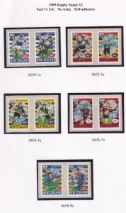 NEW ZEALAND RUGBY SUPER 11 PAIRS VF-MNH AND S/SHEET PO FRESH