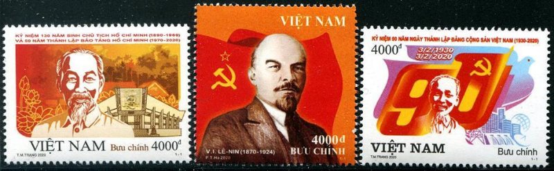 2020 Viet Nam Communist Party HO Chi Minh & Lenin (3) (Scott NA) MNH